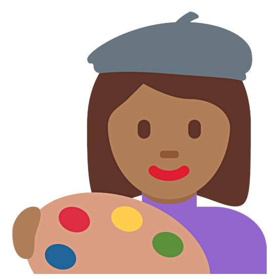 👩🏾‍🎨 Emoji Artista Mujer: Tono De Piel Oscuro Medio en Twitter Twemoji 15.0.