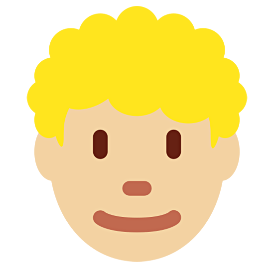 Emoji 👨🏼‍🦱 Uomo: Carnagione Abbastanza Chiara E Capelli Ricci su Twitter Twemoji 15.0.