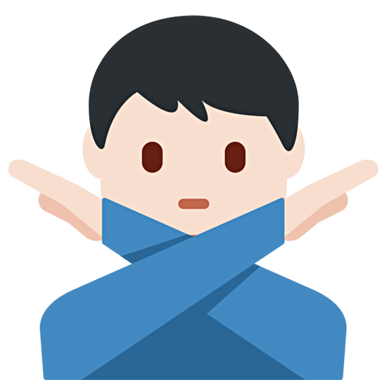 🙅🏻‍♂️ Emoji Mann mit überkreuzten Armen: helle Hautfarbe Twitter Twemoji 15.0.