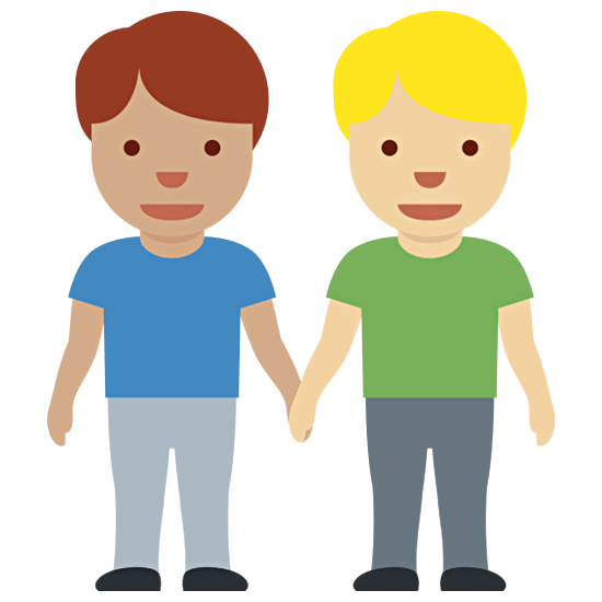 👨🏽‍🤝‍👨🏼 Emoji händchenhaltende Männer: mittlere Hautfarbe, mittelhelle Hautfarbe Twitter Twemoji 15.0.
