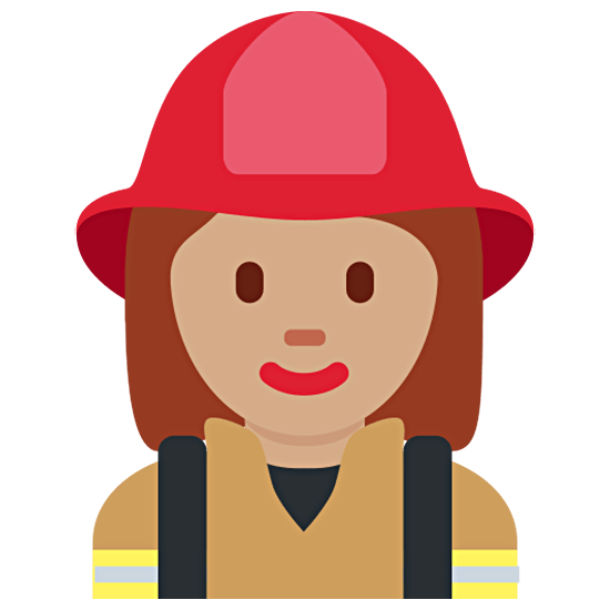 Émoji 👩🏽‍🚒 Pompier Femme : Peau Légèrement Mate sur Twitter Twemoji 15.0.