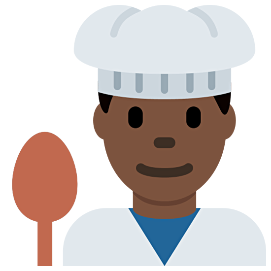 👨🏿‍🍳 Emoji Cocinero: Tono De Piel Oscuro en Twitter Twemoji 15.0.