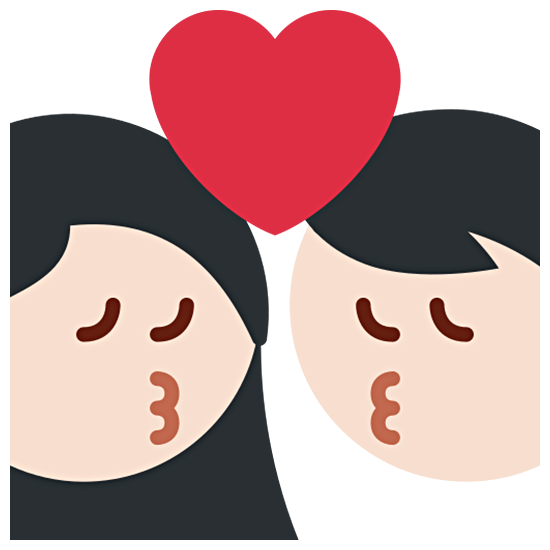 👩🏻‍❤️‍💋‍👨🏻 Emoji sich küssendes Paar - Frau: helle Hautfarbe, Mann: helle Hautfarbe Twitter Twemoji 15.0.