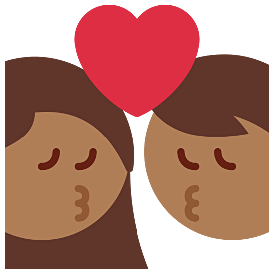 👩🏾‍❤️‍💋‍👨🏾 Emoji sich küssendes Paar - Frau: mitteldunkle Hautfarbe, Mann: mitteldunkle Hautfarbe Twitter Twemoji 15.0.