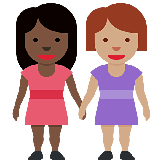 👩🏿‍🤝‍👩🏽 Emoji Duas Mulheres De Mãos Dadas: Pele Escura E Pele Morena na Twitter Twemoji 15.0.