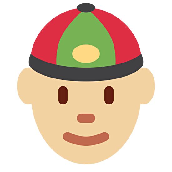 👲🏼 Emoji Mann mit chinesischem Hut: mittelhelle Hautfarbe Twitter Twemoji 15.0.