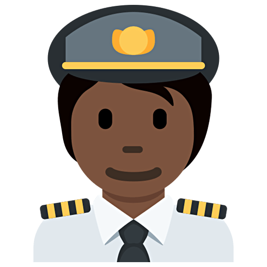 Émoji 🧑🏿‍✈️ Pilote : Peau Foncée sur Twitter Twemoji 15.0.