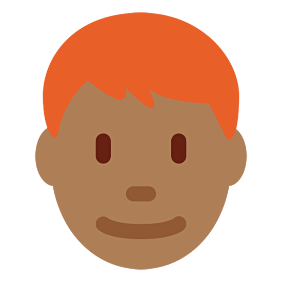 👨🏾‍🦰 Emoji Mann: mitteldunkle Hautfarbe, rotes Haar Twitter Twemoji 15.0.