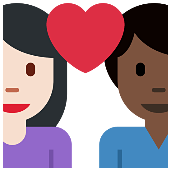 Emoji 👩🏻‍❤️‍👨🏿 Coppia Con Cuore - Donna: Carnagione Chiara, Uomo: Carnagione Scura su Twitter Twemoji 15.0.