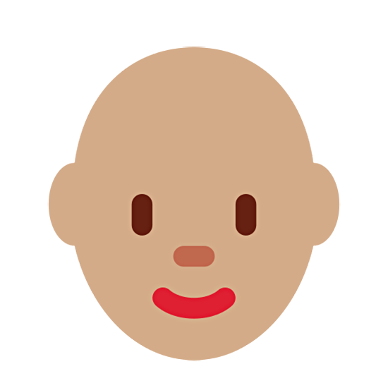 👩🏽‍🦲 Emoji Mujer: Tono De Piel Medio Y Sin Pelo en Twitter Twemoji 15.0.
