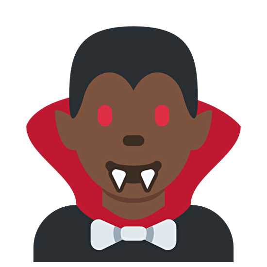 🧛🏿‍♂️ Emoji Homem Vampiro: Pele Escura na Twitter Twemoji 15.0.