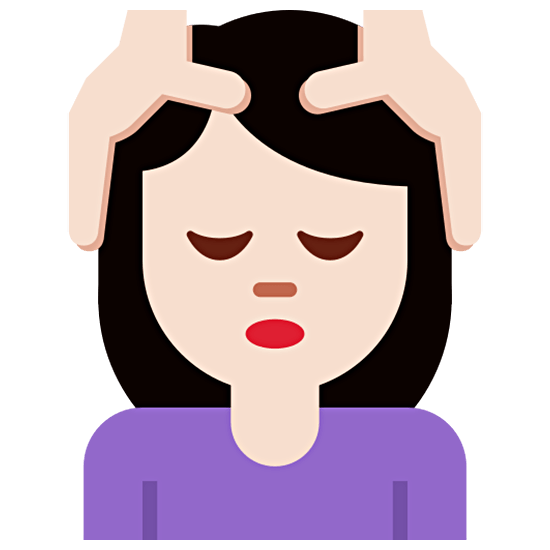 💆🏻‍♀️ Emoji Frau, die eine Kopfmassage bekommt: helle Hautfarbe Twitter Twemoji 15.0.