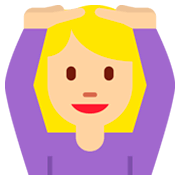 🙆🏼 Emoji Person mit Händen auf dem Kopf: mittelhelle Hautfarbe Twitter Twemoji 2.0.