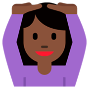 🙆🏿 Emoji Person mit Händen auf dem Kopf: dunkle Hautfarbe Twitter Twemoji 2.0.