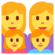 👩‍👩‍👧‍👦 Emoji Familia: Mujer, Mujer, Niña, Niño en Twitter Twemoji 2.0.