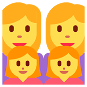 👩‍👩‍👧‍👧 Emoji Familie: Frau, Frau, Mädchen und Mädchen Twitter Twemoji 2.0.