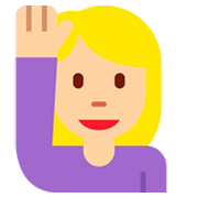 🙋🏼 Emoji Pessoa Levantando A Mão: Pele Morena Clara na Twitter Twemoji 2.0.