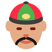 👲🏽 Emoji Hombre Con Gorro Chino: Tono De Piel Medio en Twitter Twemoji 2.0.