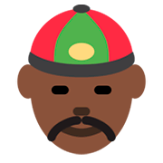 👲🏿 Emoji Hombre Con Gorro Chino: Tono De Piel Oscuro en Twitter Twemoji 2.0.