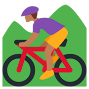 🚵🏾 Emoji Pessoa Fazendo Mountain Bike: Pele Morena Escura na Twitter Twemoji 2.0.