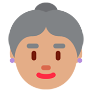 Émoji 👵🏽 Femme âgée : Peau Légèrement Mate sur Twitter Twemoji 2.0.