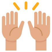 🙌🏽 Emoji zwei erhobene Handflächen: mittlere Hautfarbe Twitter Twemoji 2.0.