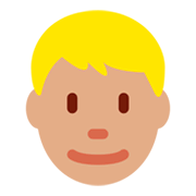 👱🏽 Emoji Person: mittlere Hautfarbe, blondes Haar Twitter Twemoji 2.0.