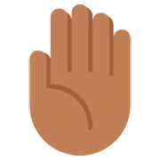 ✋🏾 Emoji erhobene Hand: mitteldunkle Hautfarbe Twitter Twemoji 2.0.