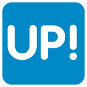 🆙 Emoji Schriftzug „UP!“ im blauen Quadrat Twitter Twemoji 2.0.