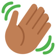 👋🏾 Emoji winkende Hand: mitteldunkle Hautfarbe Twitter Twemoji 2.0.
