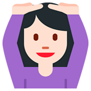 🙆🏻 Emoji Person mit Händen auf dem Kopf: helle Hautfarbe Twitter Twemoji 2.2.2.