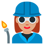 👩🏽‍🏭 Emoji Operaria: Tono De Piel Medio en Twitter Twemoji 2.2.2.