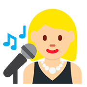 👩🏼‍🎤 Emoji Cantante Mujer: Tono De Piel Claro Medio en Twitter Twemoji 2.2.2.