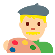 👨🏼‍🎨 Emoji Artista Hombre: Tono De Piel Claro Medio en Twitter Twemoji 2.2.2.