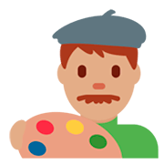 👨🏽‍🎨 Emoji Artista Plástico: Pele Morena na Twitter Twemoji 2.2.2.