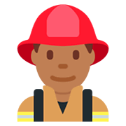 👨🏾‍🚒 Emoji Feuerwehrmann: mitteldunkle Hautfarbe Twitter Twemoji 2.2.2.
