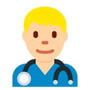 👨🏼‍⚕️ Emoji Profesional Sanitario Hombre: Tono De Piel Claro Medio en Twitter Twemoji 2.2.2.