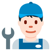 👨🏻‍🔧 Emoji Mechaniker: helle Hautfarbe Twitter Twemoji 2.2.2.