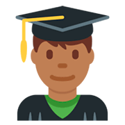 👨🏾‍🎓 Emoji Estudiante Hombre: Tono De Piel Oscuro Medio en Twitter Twemoji 2.2.2.