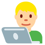 👨🏼‍💻 Emoji Tecnólogo: Tono De Piel Claro Medio en Twitter Twemoji 2.2.2.