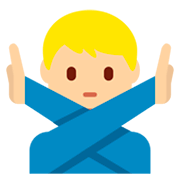 🙅🏼‍♂️ Emoji Hombre Haciendo El Gesto De «no»: Tono De Piel Claro Medio en Twitter Twemoji 2.2.2.