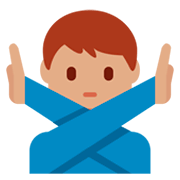 🙅🏽‍♂️ Emoji Hombre Haciendo El Gesto De «no»: Tono De Piel Medio en Twitter Twemoji 2.2.2.