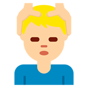 💆🏼‍♂️ Emoji Mann, der eine Kopfmassage bekommt: mittelhelle Hautfarbe Twitter Twemoji 2.2.2.
