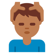 💆🏾‍♂️ Emoji Mann, der eine Kopfmassage bekommt: mitteldunkle Hautfarbe Twitter Twemoji 2.2.2.