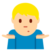 🤷🏼‍♂️ Emoji Hombre Encogido De Hombros: Tono De Piel Claro Medio en Twitter Twemoji 2.2.2.