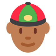 👲🏾 Emoji Hombre Con Gorro Chino: Tono De Piel Oscuro Medio en Twitter Twemoji 2.2.2.