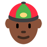 👲🏿 Emoji Mann mit chinesischem Hut: dunkle Hautfarbe Twitter Twemoji 2.2.2.