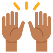 🙌🏾 Emoji Mãos Para Cima: Pele Morena Escura na Twitter Twemoji 2.2.2.