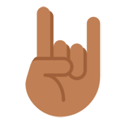 🤘🏾 Emoji Saudação Do Rock: Pele Morena Escura na Twitter Twemoji 2.2.2.