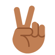 ✌🏾 Emoji Victory-Geste: mitteldunkle Hautfarbe Twitter Twemoji 2.2.2.